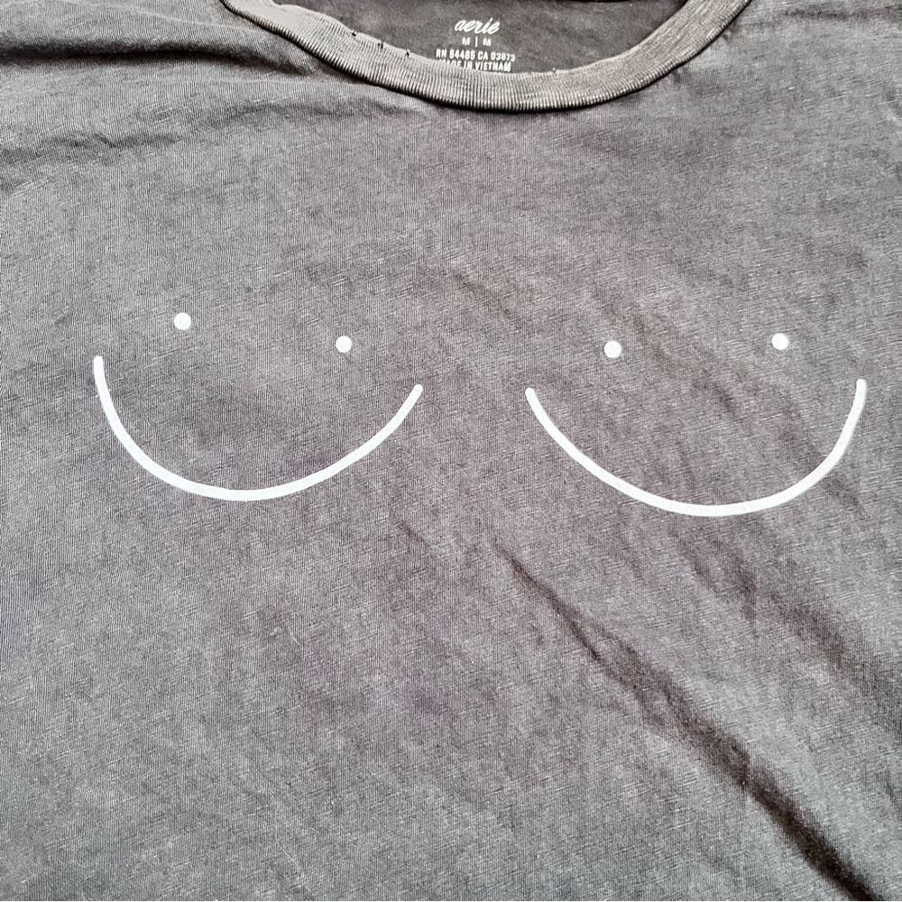 Aerie distressed Happy smiley crop long sleeve tee - Picture 4 of 9